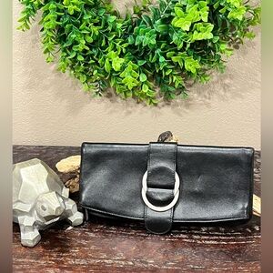 LAFAYETTE 146 NEW YORK LEATHER CLUTCH w/SILVER BUCKLE